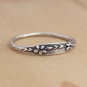 Handgemaakte vergeet-mij-niet-ring, botanische ring, ring met wilde bloemen, natuursieraden, zilveren sieraden, bronzen sieraden, 14 kt gouden ring