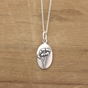 Handmade Poppy Necklace, Botanical Necklace, Wildflower Necklace, Nature Jewelry, Silver Jewelry, Bronze Jewelry