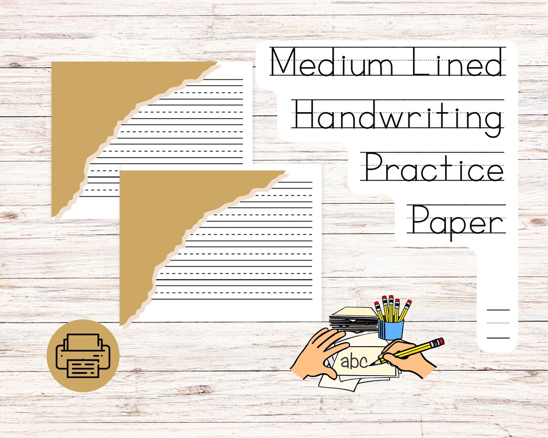 Medium Lined Handwriting Practice Paper – Kids Penmanship (PDF) - Etsy