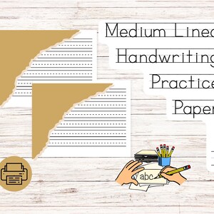 Medium -Lined Handwriting Paper Printable Kids Lined PaperPractice Writing Paper PenmanshipPaper Writing Practice Worksheet Handwritingsheet