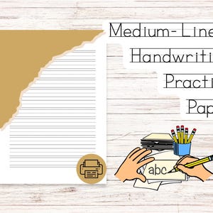 Medium -Lined Handwriting Paper Printable Kids Lined PaperPractice Writing Paper PenmanshipPaper Writing Practice Worksheet Handwritingsheet