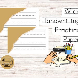 Wide Handwriting Paper Printable Kids Lined Paper Practice Writing Paper Penmanship Paper Writing Practice Worksheet Handwriting sheet