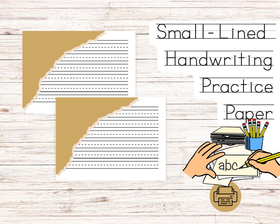 Kids Handwriting Practice Paper - Small Lined Penmanship (PDF Printable ...