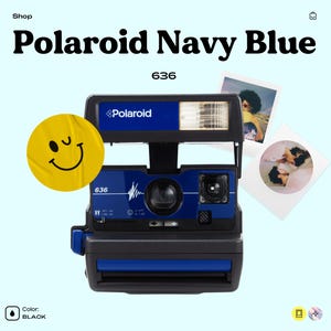 Polaroid 600 blue pulse 636 instant film camera – vintage retro camera – works with 600 film – gift for collectors & photography lovers