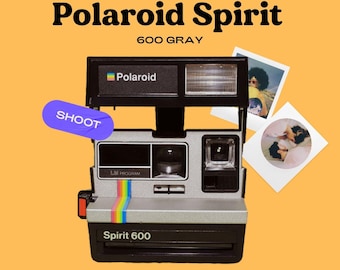 Polaroid 600 spirit  instant camera - polaroid with rainbow stripe - vintage 600 film camera with built-in flash - photographer gift