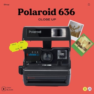 Vintage polaroid 636 close-up instant camera - classic 600 film camera with built-in flash, close-up lens, and retro photography charm