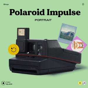 Polaroid impulse black instant film vintage camera – polaroid 600 type - instant camera