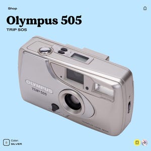 Olympus trip 505 silver | compact 35mm film camera | point and shoot | tested working | vintage camera | film photography gift image 3