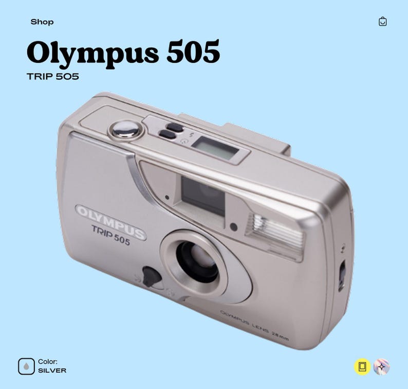 Olympus trip 505 silver | compact 35mm film camera | point and shoot | tested working | vintage camera | film photography gift image 3