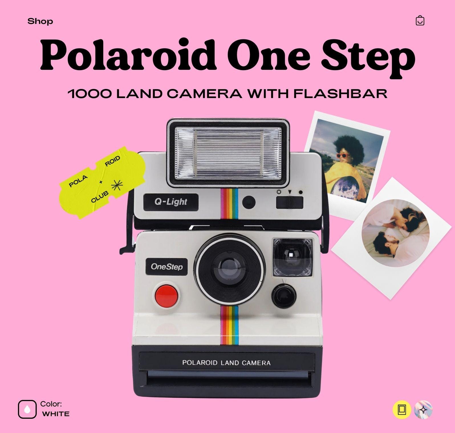 Vintage polaroid sx-70 onestep 1000 land camera - classic white rainbow design - retro instant film camera - perfect gift for collectors