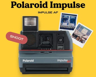 Cámara instantánea Polaroid Impulse AF gris con enfoque automático, estilo vintage de los años 80, Polaroid 600, tipo de película, ideal para regalo de fotografía retro.