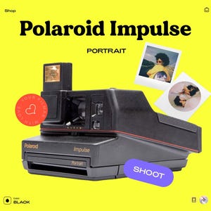 Polaroid Impulse Portrait Instant Film Camera | Vintage 600 Film Camera with Built-In Flash | Tested  Working