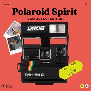Polaroid spirit 600 instant camera - gray with rainbow stripe - vintage 600 film camera with built-in flash - photographer gift