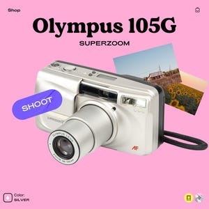 Olympus superzoom 105g 35mm film camera | tested point and shoot | compact zoom lens | vintage camera gift | retro photography
