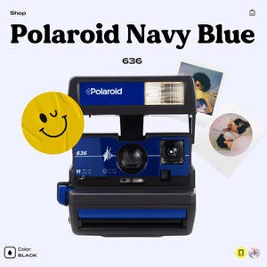 Vintage polaroid blue pulse 636 instant camera - polaroid 600 film compatible - photographer&#39;s gift - retro instant photography