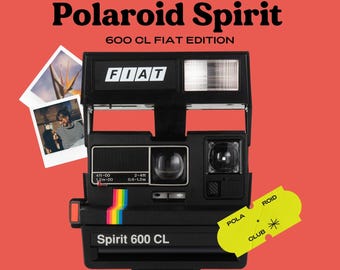 Polaroid spirit 600 instant camera - gray with rainbow stripe - vintage 600 film camera with built-in flash - photographer gift