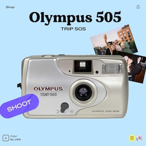 Olympus trip 505 silver | compact 35mm film camera | point and shoot | tested working | vintage camera | film photography gift image 1