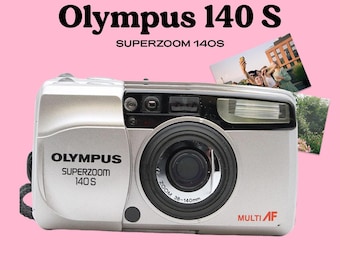 Olympus Superzoom 140S Film Camera, Vintage 35mm Point and Shoot, Compact Silver Olympus Camera, Retro Photography Gift