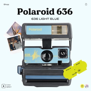 Polaroid 636 light blue instant camera - vintage 600 film camera with built-in flash, easy-to-use, iconic retro photography gift