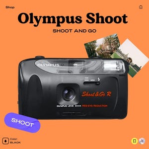 Olympus shoot and go 35mm film camera - vintage point and shoot, fully working compact camera