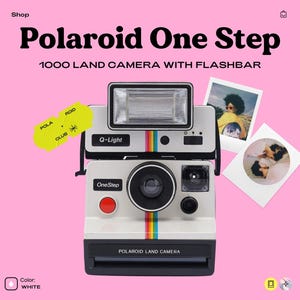Vintage polaroid sx-70 onestep 1000 land camera - classic white rainbow design - retro instant film camera - perfect gift for collectors