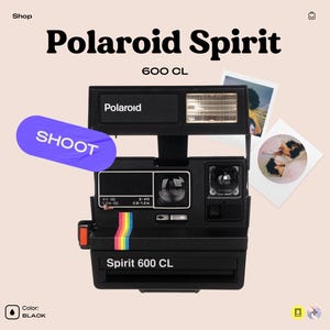 Zabytkowy aparat fotograficzny Polaroid 600 cl Spirit Instant Film | Aparat fotograficzny Polaroid 600 Rainbow Retro z lat 90. | Klasyczna fotografia natychmiastowa