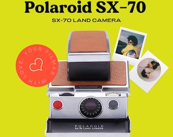 Vintage Polaroid SX-70 Land Camera / Original Chrome Tan Leather