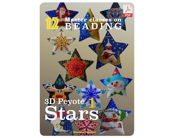 PDF Buch — 12 Perlen-Meisterklassen + Grundschulung «3D Peyote Sterne» Buch #1