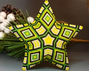 PDF-kralentutorial en patroon - 3D Peyote-ster «Brazilië» met basistutorial