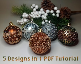 5 in 1 Perlenanleitung – Weihnachtsbaumschmuck | Perlenornament Muster PDF