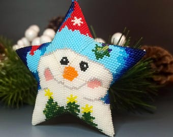 PDF Perlenanleitung & -muster - 3D Peyote Stern «Schneemann» mit Grundanleitung