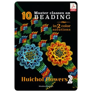 PDF Beading eBook | 10 Necklace Master Classes, 2 Color Solutions | 10 Tutorials | 416 Patterns “Huichol Flowers #2”