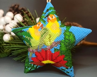 PDF Perlenanleitung & -muster - 3D Peyote Stern «Papageien» mit Grundanleitung