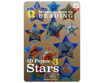 PDF Buch — 12 Perlen-Meisterklassen + Grundschulung «3D Peyote Sterne» Buch #3