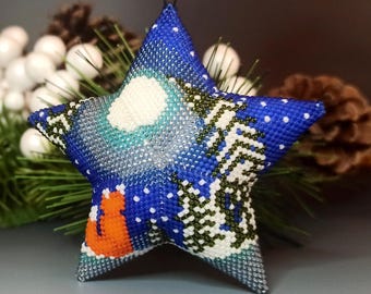 PDF Perlenanleitung & -muster - 3D Peyote Stern «Fuchs im Wald» mit Grundanleitung