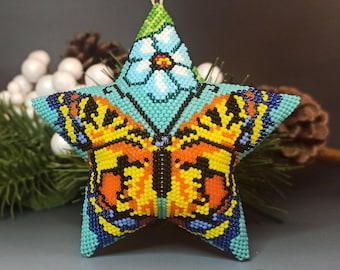 PDF Perlenanleitung & -muster - 3D Peyote Stern «Tiger Schmetterling» mit Grundanleitung