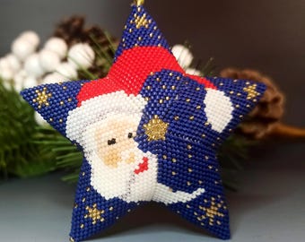 PDF Perlenanleitung & -muster - 3D Peyote Stern «Mond Santa» mit Grundanleitung