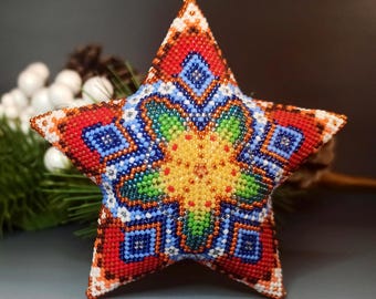 PDF Perlenanleitung & -muster - 3D Peyote Stern «Floral Kaleidoskop» mit Grundanleitung