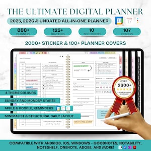 VIRAL Digital Planner 2025 2026 Undated Goodnotes, iPad Hyperlinked Planner, Monthly Daily Digital Planner, Planner 2025, Planner Templates