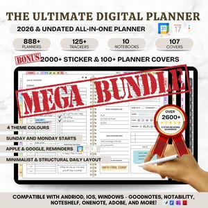VIRAL BESTSELLER Digital Planner, Custom 2026 Undated Digital Planner, iPad Goodnotes Notability Planner 2026, Aesthetic Life Planner 2026