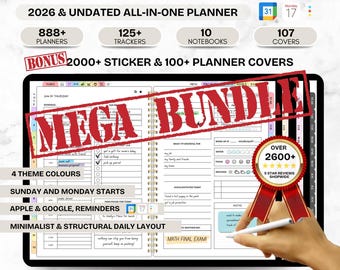 VIRAL BESTSELLER Digital Planner, Custom 2026 Undated Digital Planner, iPad Goodnotes Notability Planner 2026, Aesthetic Life Planner 2026
