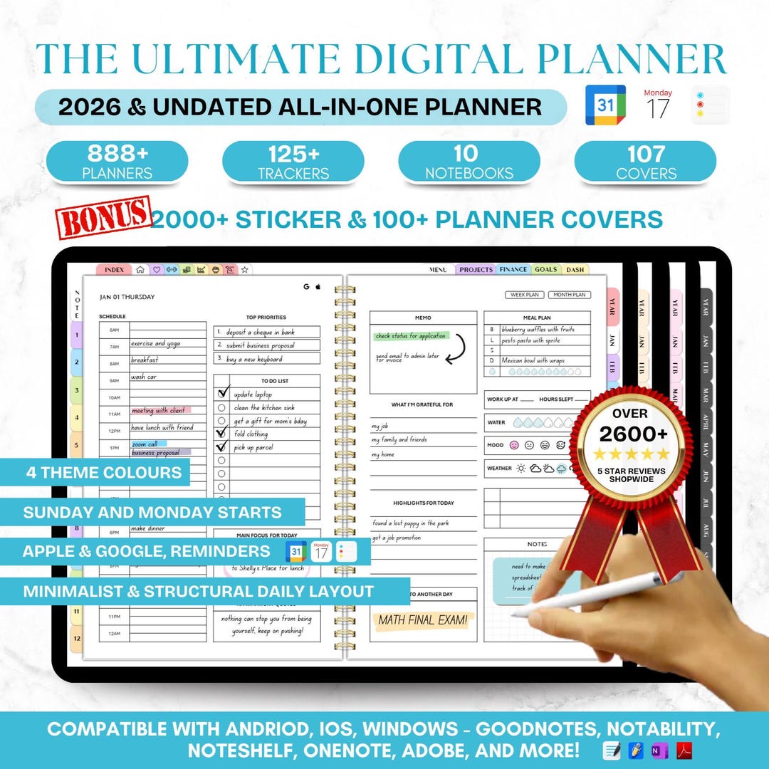EXCLUSIVE 2026 Digital Planner, Undated Goodnotes Digital Planner 2026 ...