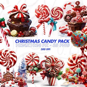 Clipart de bonbons de Noël PNG | Gâteries sucrées des Fêtes | Pain d'épice, menthe poivrée, sucettes et sublimation png, art numérique | Cadeau de Noël