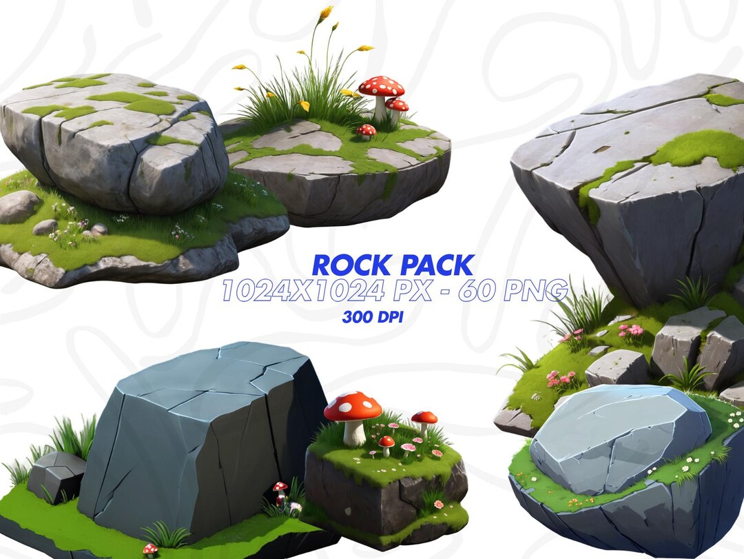 60 Rocks Clipart Bundle, Stones, Boulders & Pebbles PNG, Transparent ...