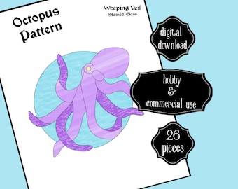 Octopus Stained Glass Pattern - Digital Download