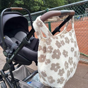 Handmade mom bag, gift bag handmade, handmade mom bag made of teddy fur, large bag, practical and cozy, mombag image 2
