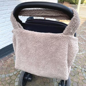 Handmade mom bag, gift bag handmade, handmade mom bag made of teddy fur, large bag, practical and cozy, mombag image 4