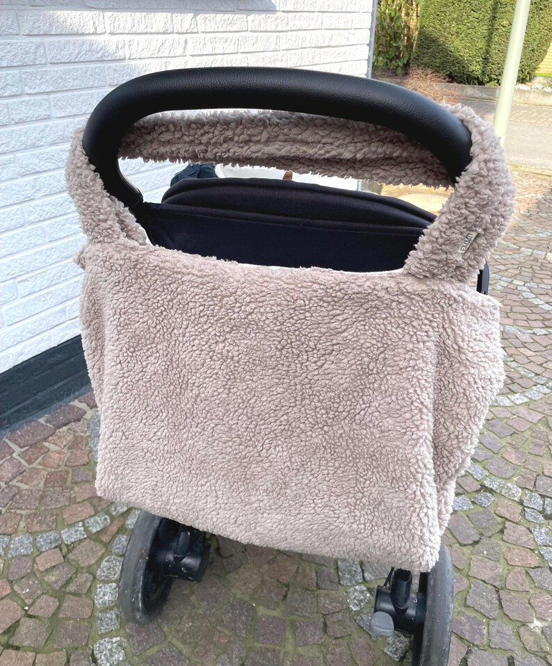 Handmade mom bag, gift bag handmade, handmade mom bag made of teddy fur, large bag, practical and cozy, mombag image 4