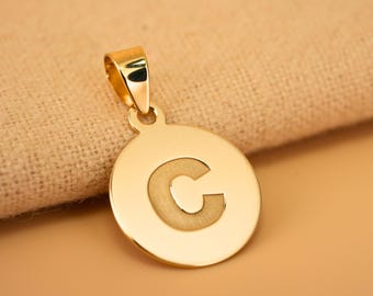 Colgante con inicial personalizada / Oro macizo o plata de ley / Charm con letra personalizada