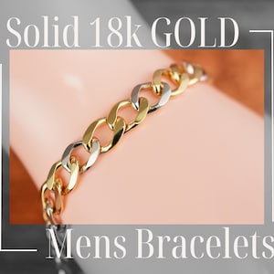 Two-Tone Cuban Link Bracelet: 14K/18K Solid Gold Chain